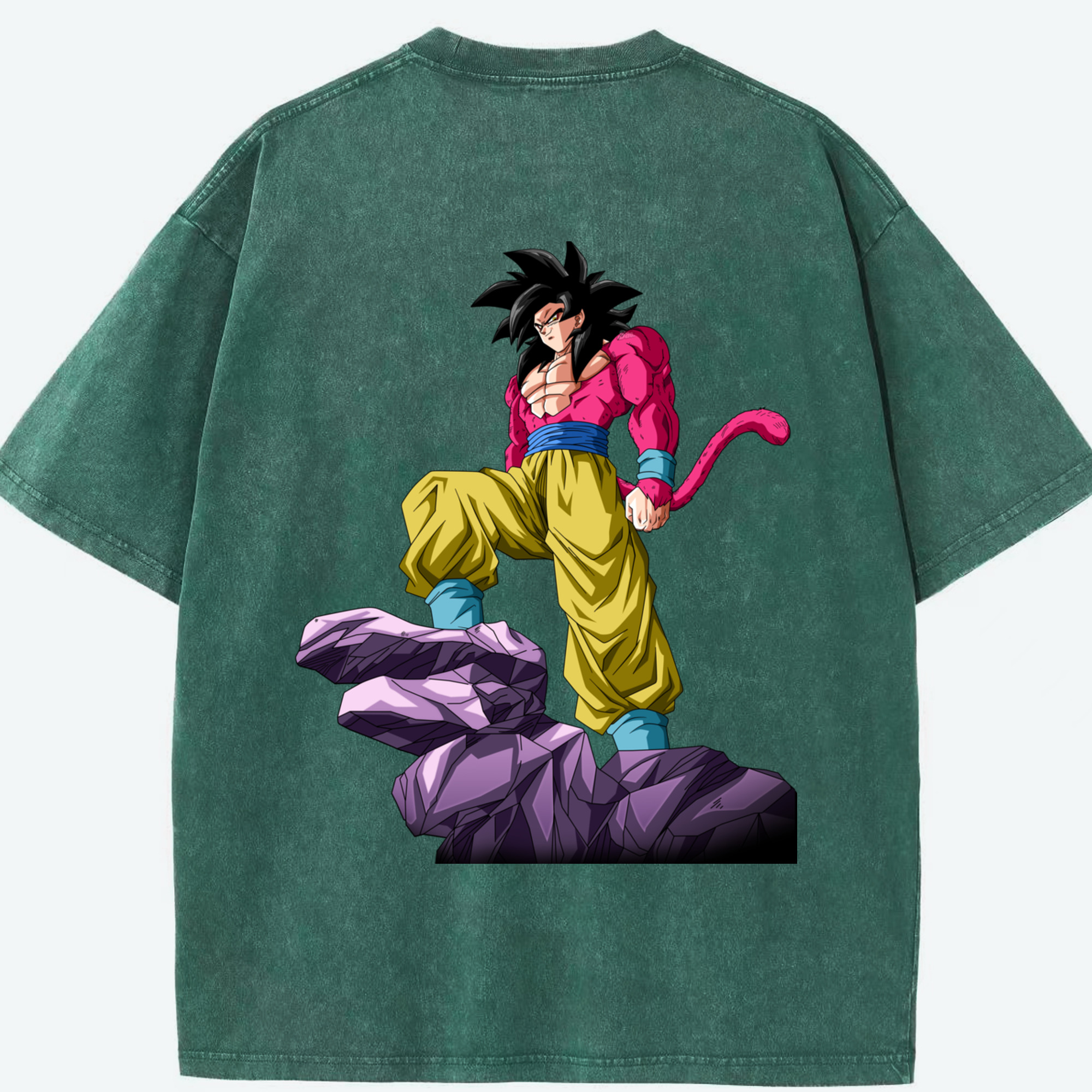（画像用） ドラゴンボール 孫悟空（そん ごくう）Son Goku カカロット DRAGON BALL Kakarotto 綿100% ヴィンテージ風 半袖Tシャツ（背面プリント）